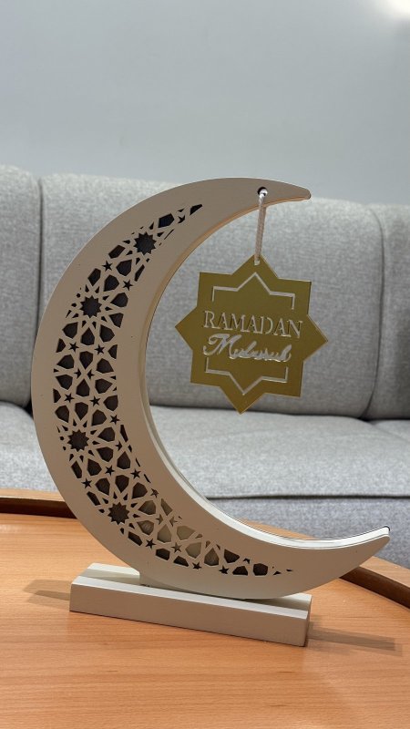 هلال رمضان خشبي ( مضيء )